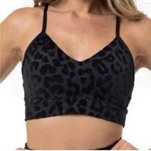 Balance Collection Black Leopard Sports Bra with Subtle Texture